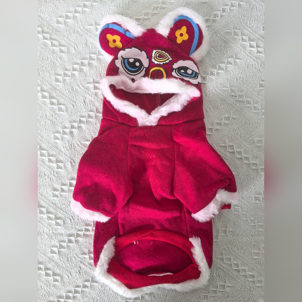 Red Furry Hooded Pet Costume